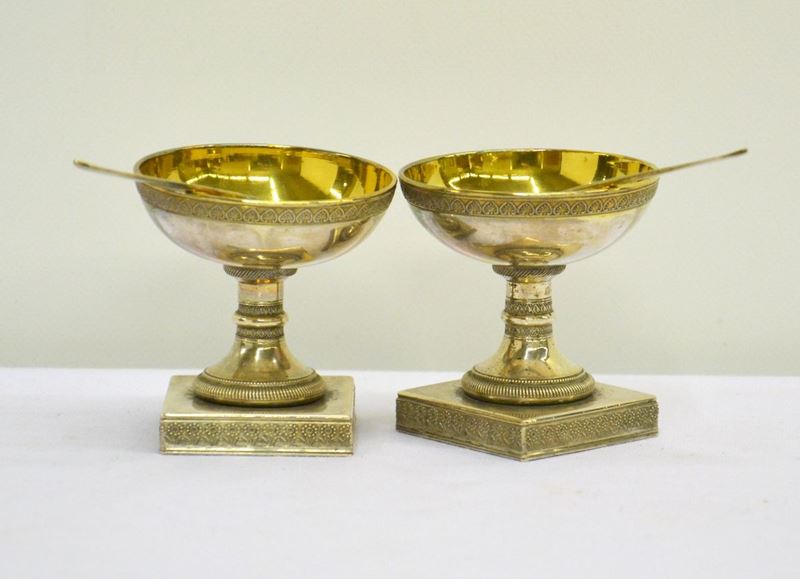 Coppia di Saliere in Argento in Forma di