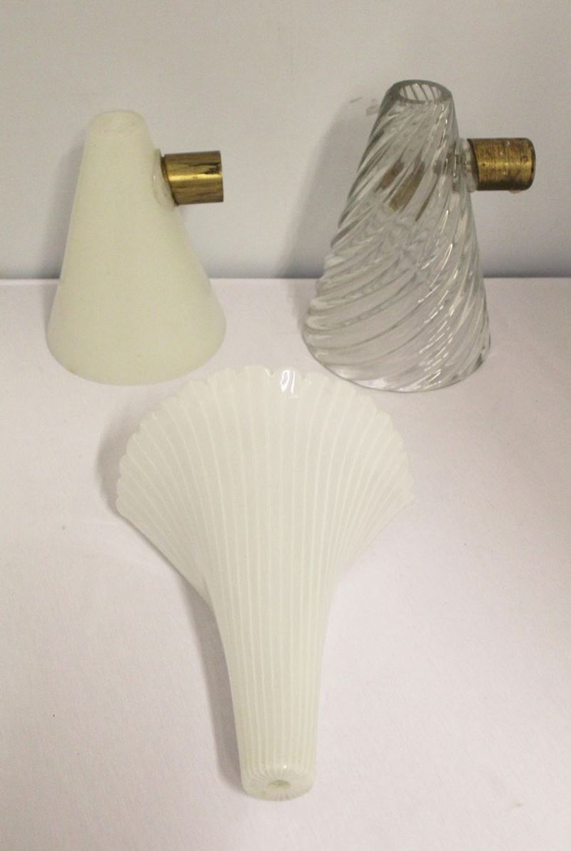 Tre Appliques, Sec. XX, in Vetro di Murano,
