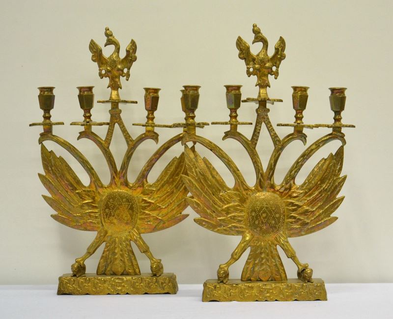 Coppia di Candelabri a Quattro Fiamme, in