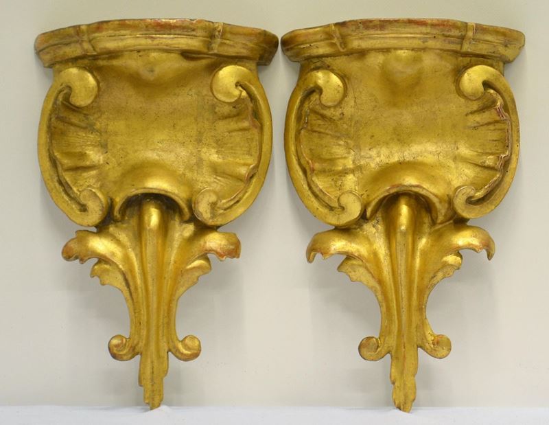 Due Mensole, Sec. XIX, in Legno Scolpito