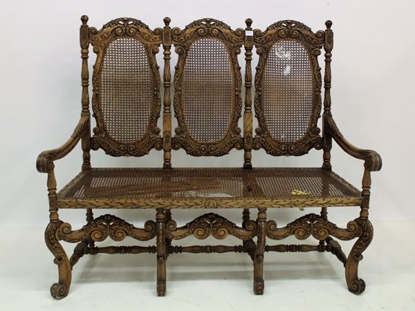 Divano, fine sec. XIX, in rovere,