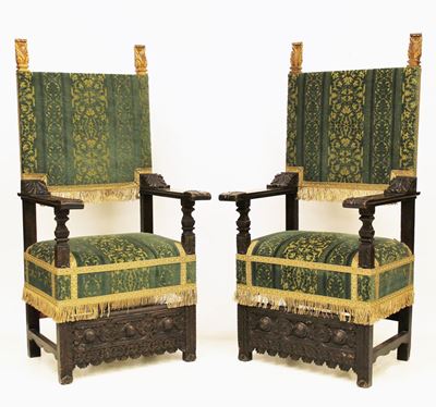 Coppia di Scranni, in Stile 500, in Noce,