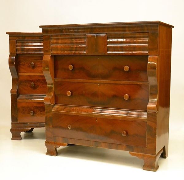 Coppia di cassettoni, fine sec. XIX,
