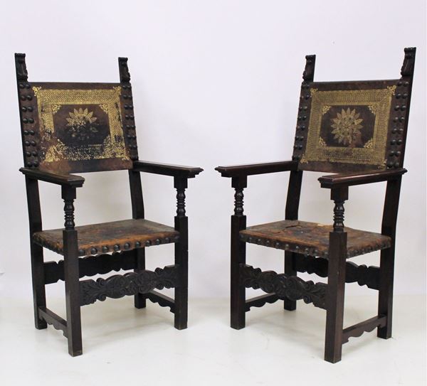 Coppia di poltrone, fine sec. XIX,