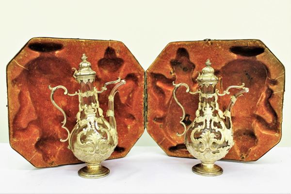 Coppia di ampolle, sec. XIX,                                                - Asta GIOIELLI, ARGENTI, DIPINTI E ARREDI D'ANTIQUARIATO - Poggio Bracciolini Casa d'Aste