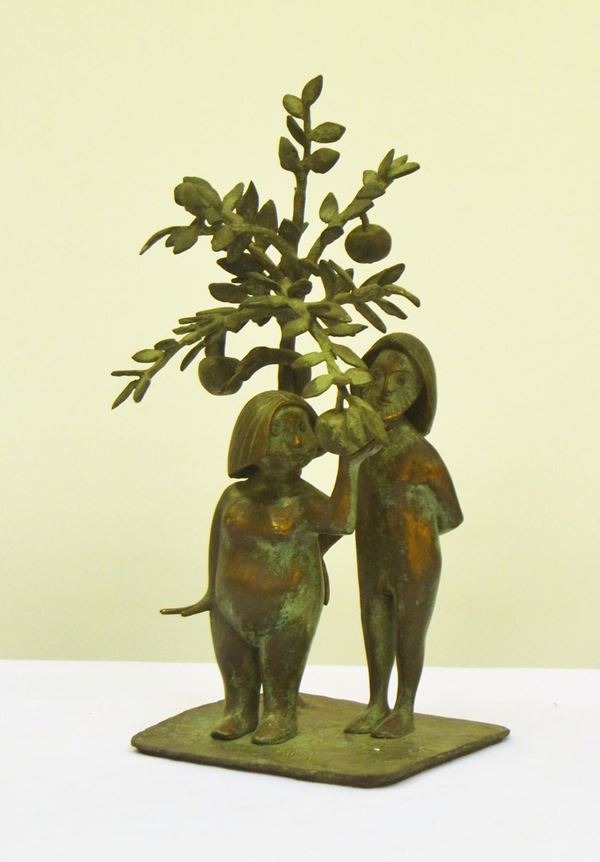 Scultura, sec. XX, in bronzo, raffigurante  - Asta GIOIELLI, ARGENTI, DIPINTI E ARREDI D'ANTIQUARIATO - Poggio Bracciolini Casa d'Aste