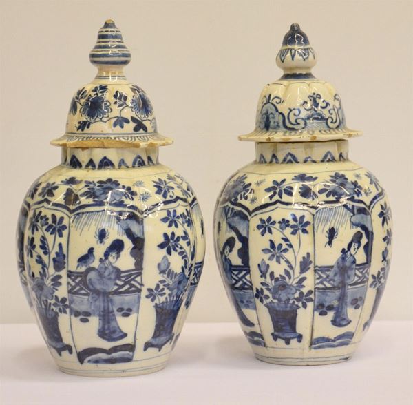 Coppia di vasi, sec. XIX,  - Asta GIOIELLI, ARGENTI, DIPINTI E ARREDI D'ANTIQUARIATO - Poggio Bracciolini Casa d'Aste