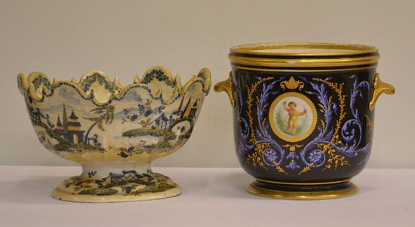 Centrotavola, sec. XIX, in maiolica