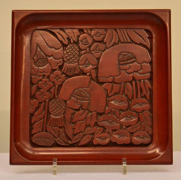 Vassoio, Giappone, sec. XX, in legno laccato