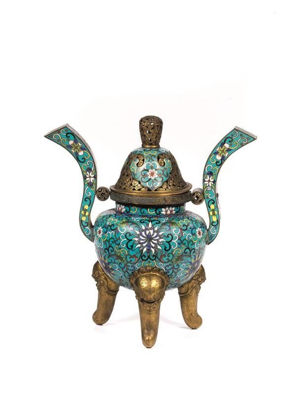 INCENSIERE CLOISONNE' CINA, DINASTIA QING, SEC. XIX&nbsp;&nbsp;&nbsp;&nbsp;&nbsp;&nbsp;&nbsp;&nbsp;&nbsp;&nbsp;&nbsp;&nbsp;&nbsp;&nbsp;&nbsp;&nbsp;&nbsp;&nbsp;&nbsp;&nbsp;&nbsp;&nbsp;&nbsp;&nbsp;