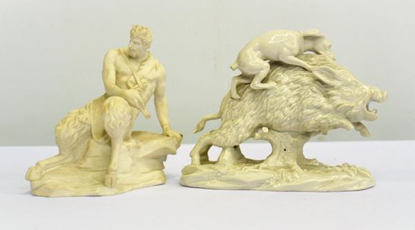 Due piccoli gruppi, sec. XIX,  - Asta GIOIELLI, ARGENTI, DIPINTI E ARREDI D'ANTIQUARIATO - Poggio Bracciolini Casa d'Aste