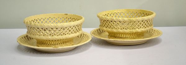   Coppia di cestini con piattini, sec. XIX,