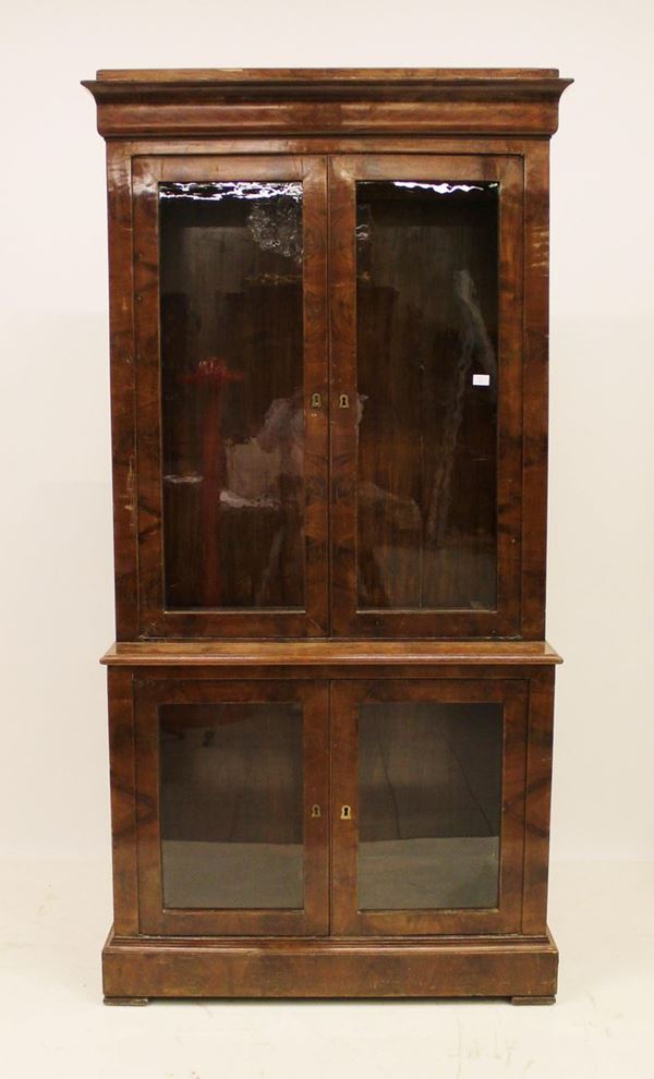 Vetrina libreria doppio corpo, sec. XIX,  - Asta GIOIELLI, ARGENTI, DIPINTI E ARREDI D'ANTIQUARIATO - Poggio Bracciolini Casa d'Aste