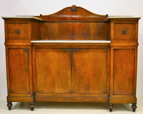 Credenza, sec. XIX, in noce, quattro sportelli