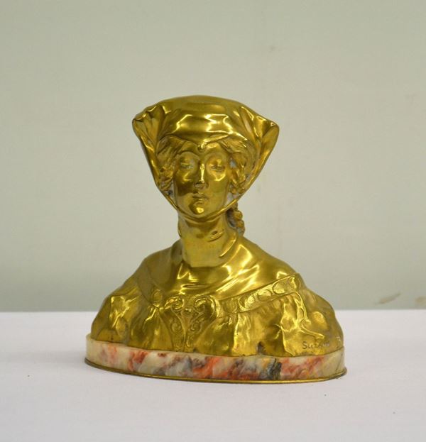 Scultura, sec. sec. XX, in bronzo dorato,