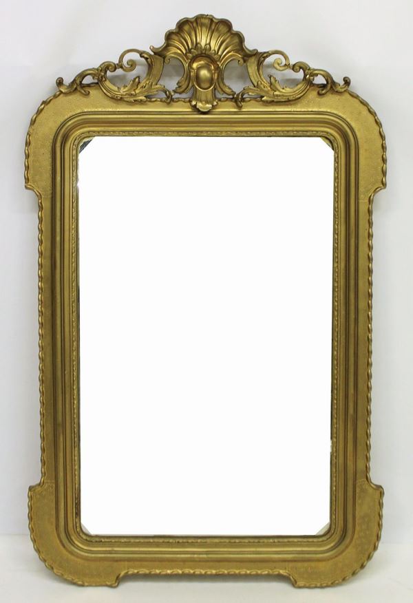Specchiera, sec. XIX, legno scolpito,