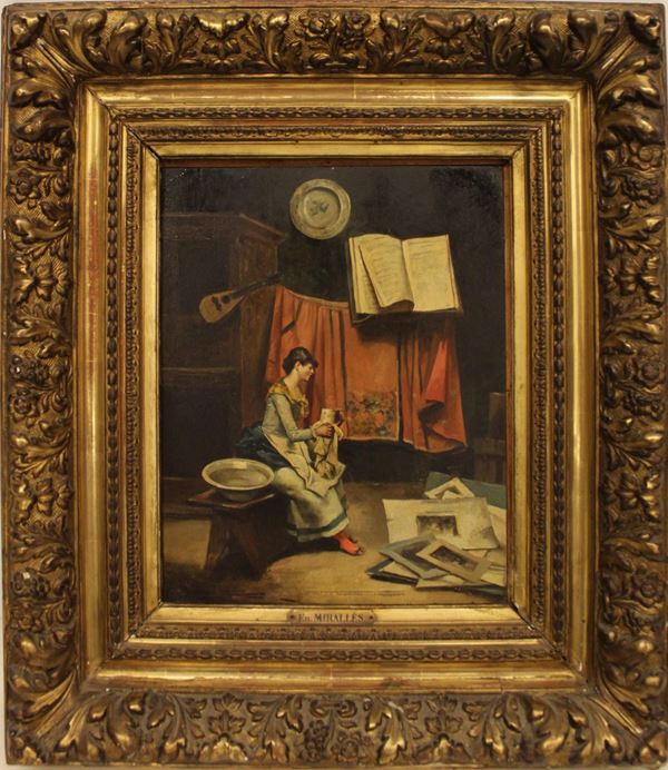 Scuola europea, inizi XX  - Asta GIOIELLI, ARGENTI, DIPINTI E ARREDI D'ANTIQUARIATO - Poggio Bracciolini Casa d'Aste