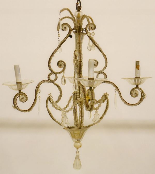 Lampadario, inizi sec. XX, quattro bracci
