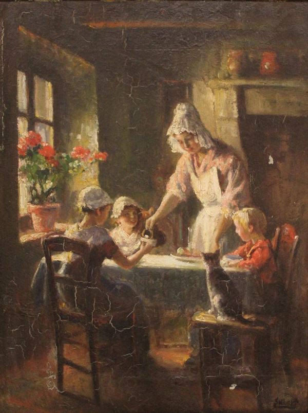 Scuola europea, inizi sec. XX  - Asta GIOIELLI, ARGENTI, DIPINTI E ARREDI D'ANTIQUARIATO - Poggio Bracciolini Casa d'Aste