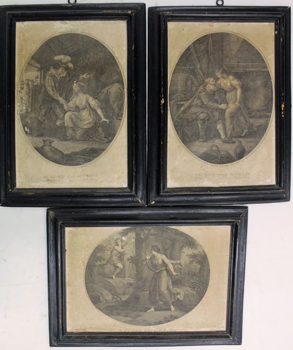 Tre incisioni ovali, sec. XIX,  - Asta GIOIELLI, ARGENTI, DIPINTI E ARREDI D'ANTIQUARIATO - Poggio Bracciolini Casa d'Aste