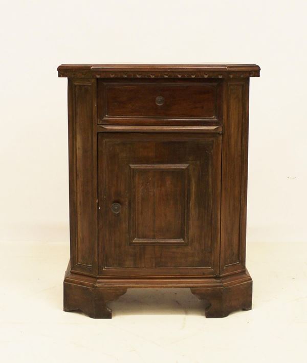 Comodino, stile 600, in noce,
