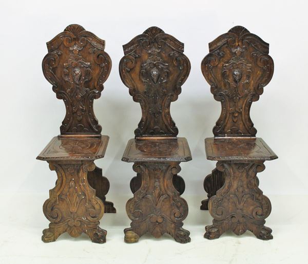 Serie di tre sgabelli, fine XIX,