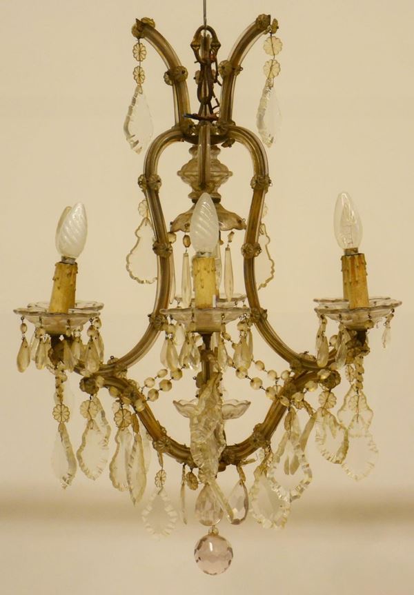 Lampadario, inizi sec. XX, sei bracci