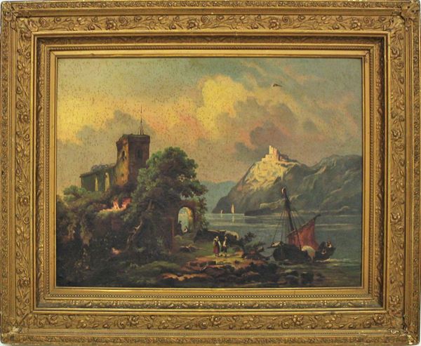 Scuola italiana, inizi XX  - Asta GIOIELLI, ARGENTI, DIPINTI E ARREDI D'ANTIQUARIATO - Poggio Bracciolini Casa d'Aste
