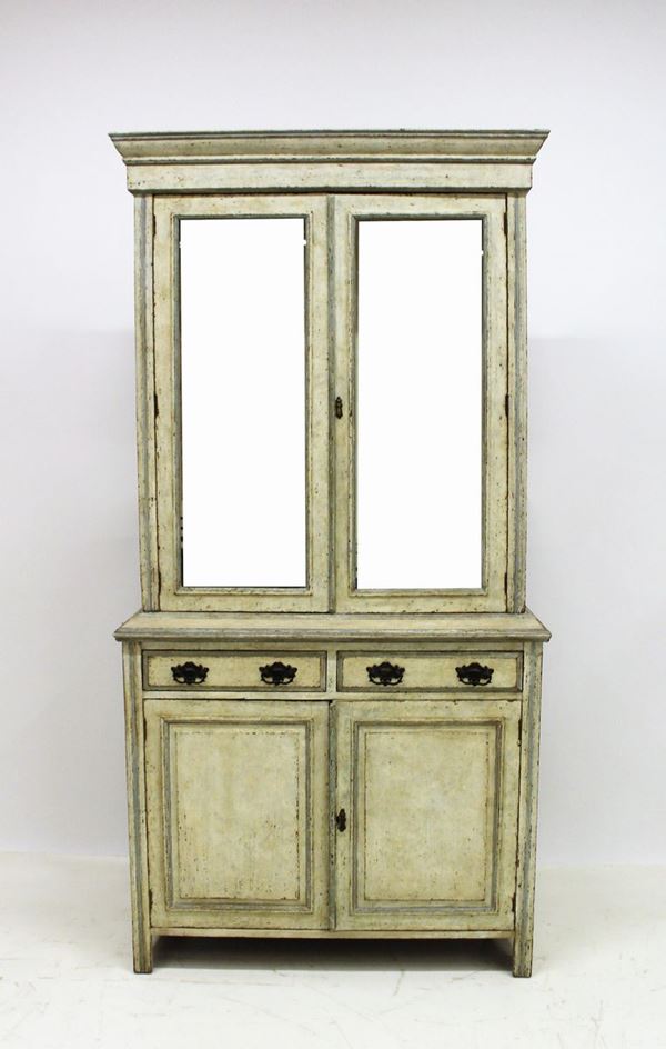 Credenza doppio corpo, sec. XIX,                                            - Asta GIOIELLI, ARGENTI, DIPINTI E ARREDI D'ANTIQUARIATO - Poggio Bracciolini Casa d'Aste