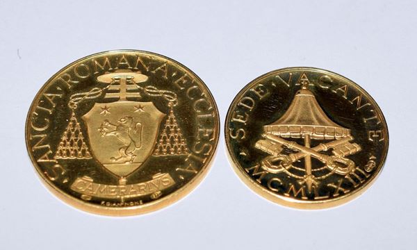 DUE&nbsp; MEDAGLIE IN ORO 900/1000