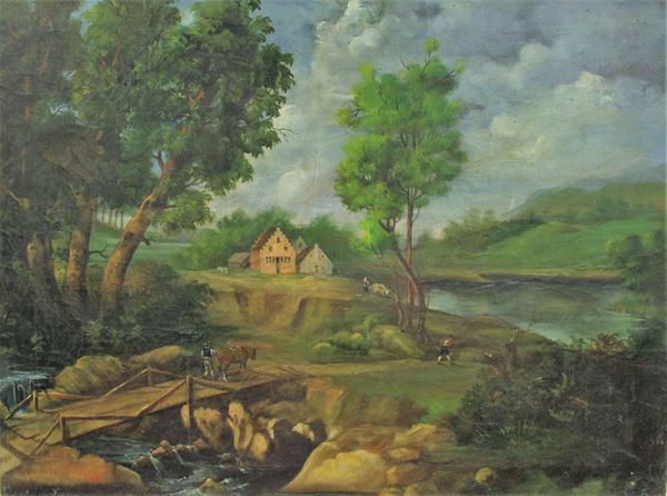 Scuola italiana, sec. XX  - Asta GIOIELLI, ARGENTI, DIPINTI, ARREDI E OGGETTI D'ARTE - Poggio Bracciolini Casa d'Aste