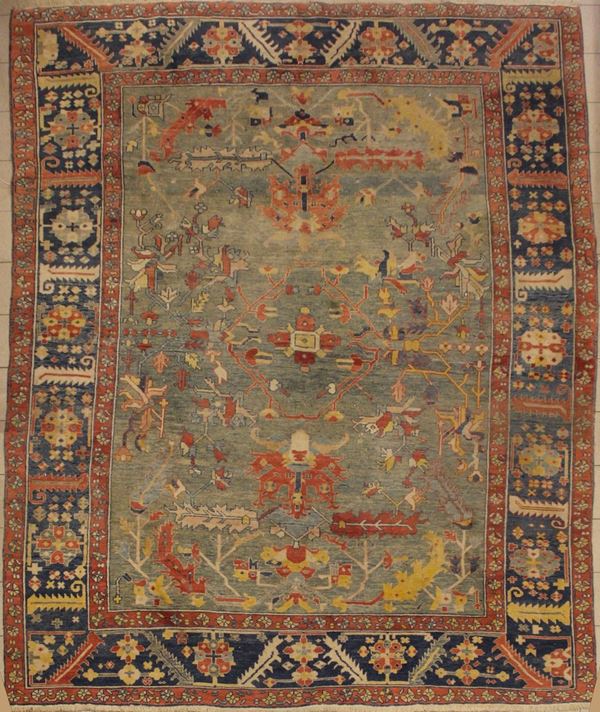 Tappeto Heriz, sec. XX, fondo nei  - Asta GIOIELLI, ARGENTI, DIPINTI, ARREDI E OGGETTI D'ARTE - Poggio Bracciolini Casa d'Aste