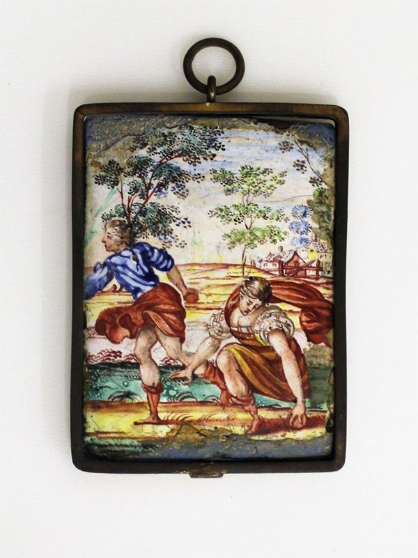 Placca, sec. XVIII, in maiolica