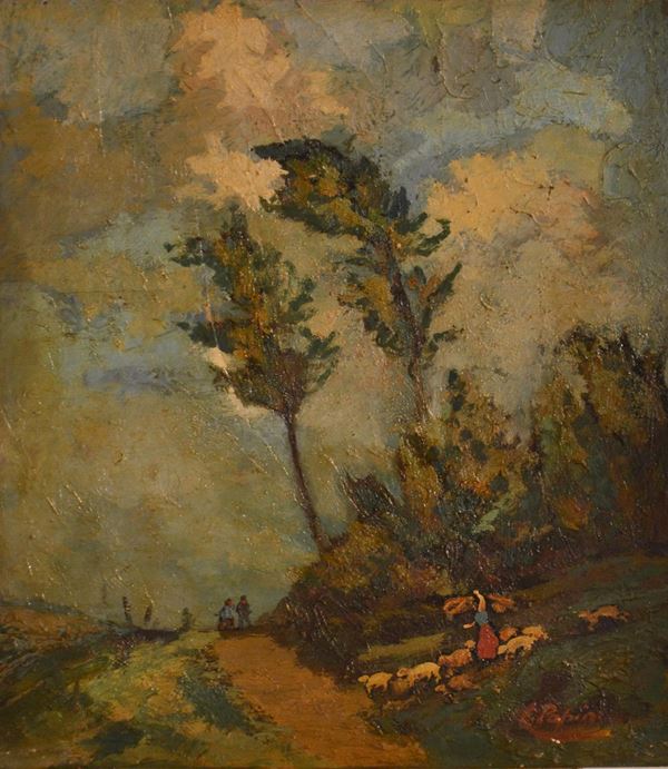  Scuola italiana, sec. XX  - Asta GIOIELLI, ARGENTI, DIPINTI, ARREDI E OGGETTI D'ARTE - Poggio Bracciolini Casa d'Aste