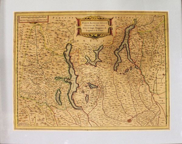 Mappa geografica, sec. XVII,  - Asta GIOIELLI, ARGENTI, DIPINTI, ARREDI E OGGETTI D'ARTE - Poggio Bracciolini Casa d'Aste