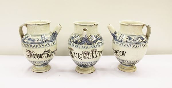 Tre di Orcioli, sec. XVIII /XIX in maiolica,