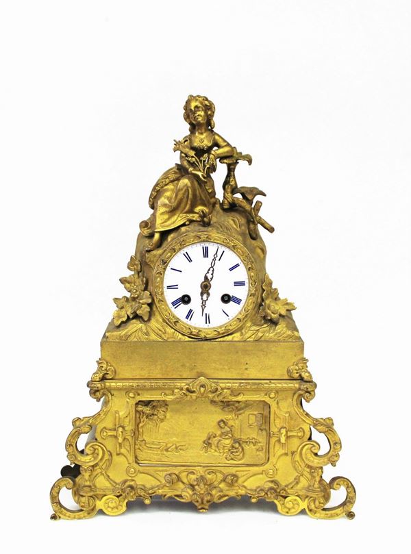 Orologio da camino, sec. XIX,                                               - Asta GIOIELLI, ARGENTI, DIPINTI, ARREDI E OGGETTI D'ARTE - Poggio Bracciolini Casa d'Aste