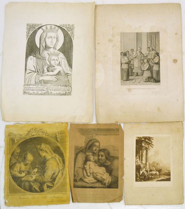 Cinque stampe, secc. XIX-XX  - Asta GIOIELLI, ARGENTI, DIPINTI, ARREDI E OGGETTI D'ARTE - Poggio Bracciolini Casa d'Aste