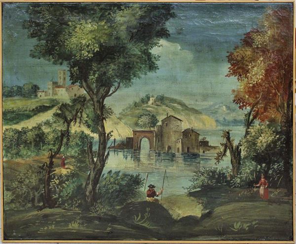 Due dipinti, in stile 700, raffiguranti                                   