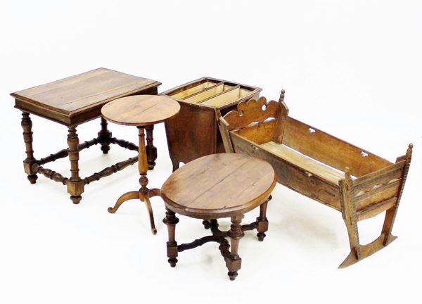 Tavolino, sec. XIX, piano rettangolare,
