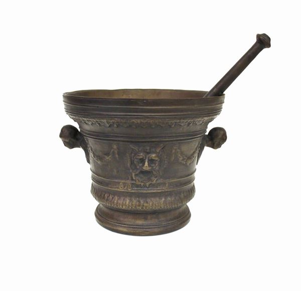 Grande mortaio, in bronzo, sec. XIX,                                      