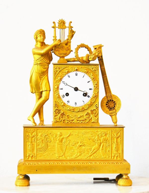Orologio da tavolo, sec. XIX, in bronzo