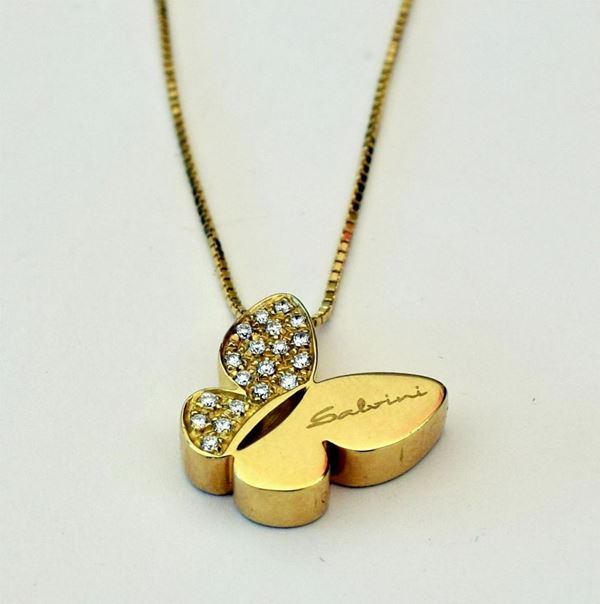COLLANA , SALVINI, IN ORO GIALLO E DIAMANTI 