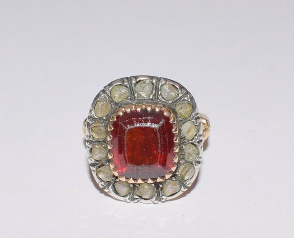 ANELLO IN ORO, ARGENTO E DIAMANTI