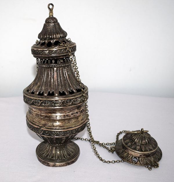 INCENSIERE, NAPOLI FINE SEC. XVIII , ARGENTIERE G.T.&nbsp;&nbsp;&nbsp;&nbsp;&nbsp;&nbsp;&nbsp;&nbsp;&nbsp;&nbsp;&nbsp;&nbsp;&nbsp;&nbsp;&nbsp;&nbsp;&nbsp;&nbsp;&nbsp;&nbsp;&nbsp;&nbsp;  - Asta GIOIELLI, ARREDI D'ANTIQUARIATO, E DIPINTI DAL XVI AL XX SECOLO - Poggio Bracciolini Casa d'Aste