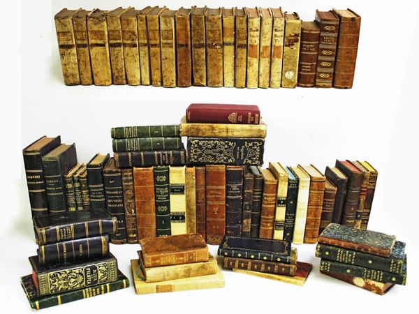 Lotto di libri, sec. XVIII/XIX, principalmente a tema religioso&nbsp;&nbsp;&nbsp;&nbsp;&nbsp;&nbsp;&nbsp;&nbsp;&nbsp;&nbsp;&nbsp;  - Asta GIOIELLI, ARREDI D'ANTIQUARIATO, E DIPINTI DAL XVI AL XX SECOLO - Poggio Bracciolini Casa d'Aste