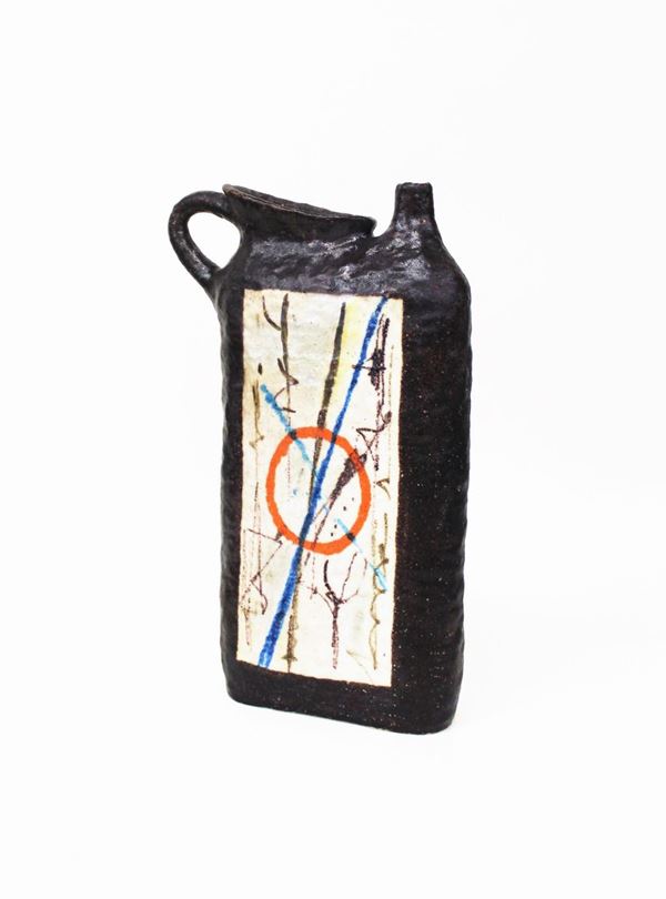 Vaso, anni 60, manifattura Parenzo Vietri, in ceramica dipinta in policromia, alt. cm 40