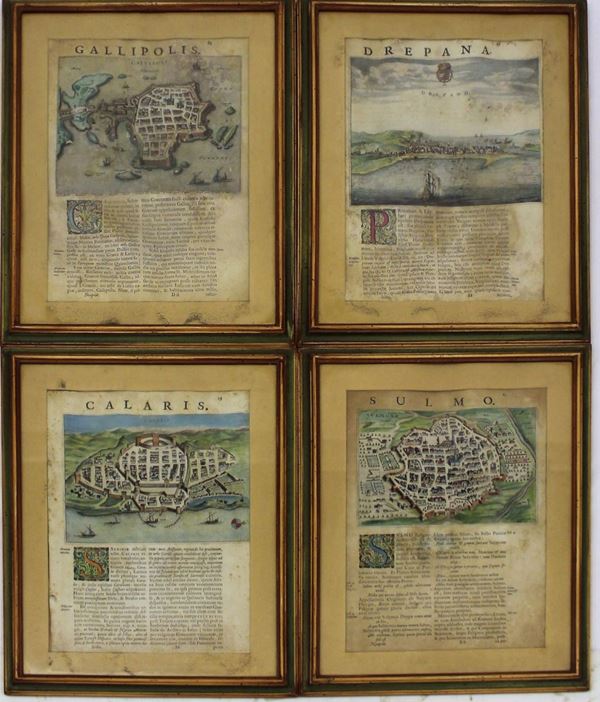 Quattro incisioni, sec. XVI, raffiguranti piante di citt&agrave; italiane, cm 38X28, difetti, (4)&nbsp;&nbsp;&nbsp;&nbsp;&nbsp;&nbsp;&nbsp;&nbsp;&nbsp;&nbsp;&nbsp;&nbsp;&nbsp;&nbsp;&nbsp;&nbsp;&nbsp;&nbsp;&nbsp;&nbsp;&nbsp;&nbsp;&nbsp;&nbsp;&nbsp;