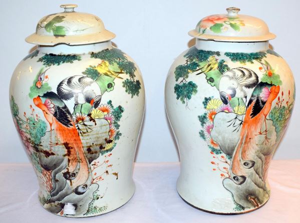 Coppia di potiche , Cina , sec. XIX/XX