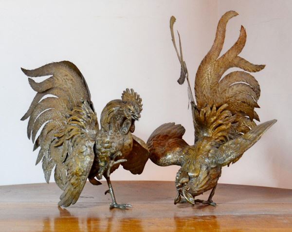 Due soprammobili, sec. XX, in metallo,  - Asta GIOIELLI, ARGENTI, DIPINTI E OGGETTI D'ARTE ANTICA E CONTEMPORANEA - Poggio Bracciolini Casa d'Aste